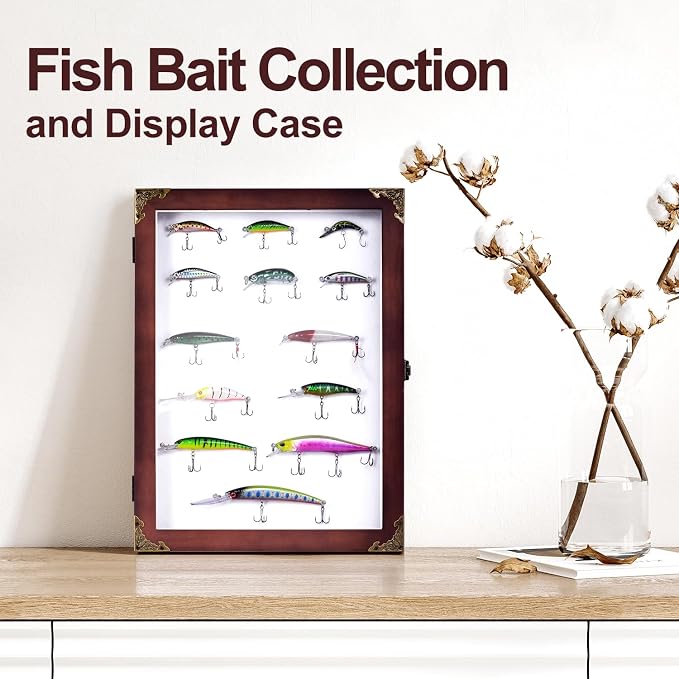 Fishing Lure Display case Display Lure Trophy Fishing Lure Collection Large Shadow Boxes Display Cases Bait Box wall Display Cabinet Lure Box Memory Box Fish Hook Display case