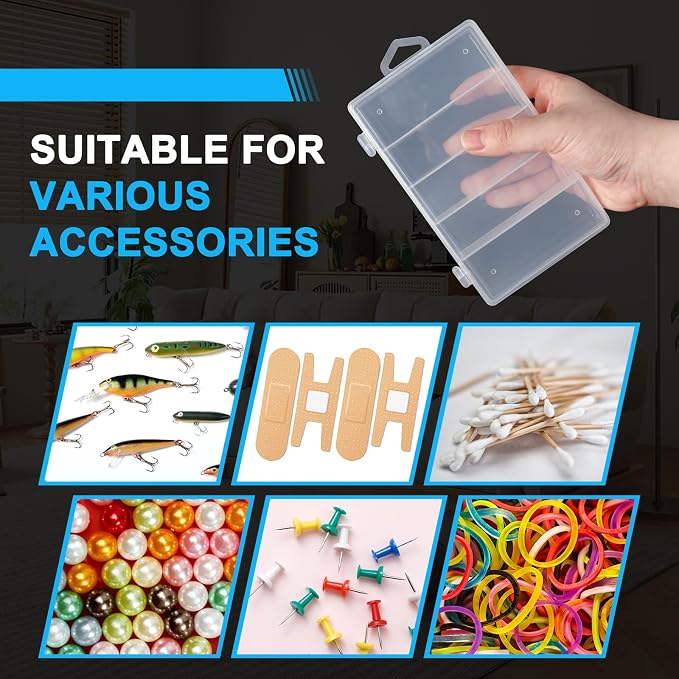 2 Pack 5 Grid Clear Plastic Fishing Tackle Storage Box Jewelry Making Findings Organizer Box Container Case Utility Box,7x4.3x1.2inch