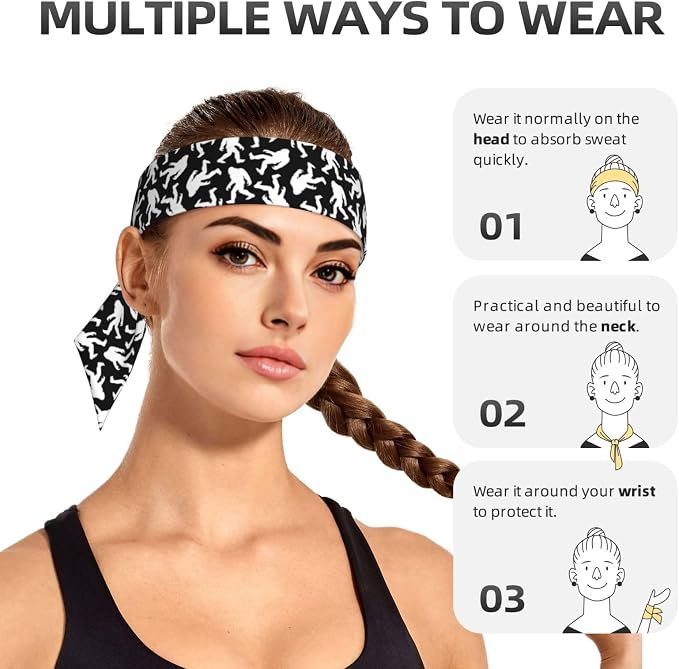 Sports Tie Headbands for Men Women, Adjustable Ninja Karate Head Band Headband for Basketball, Running, Tennis, Yoga