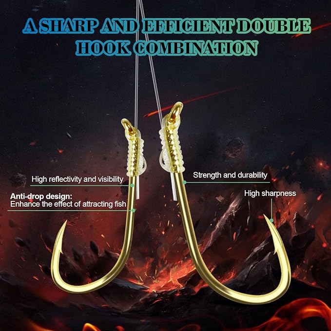 Walleye Rigs Kit, 41.5LB Spinner Rig Crawler Harness with Large Colorado Blades, 7PCS Pre-Rigged for Walleye & Perch Fishing, Worm Rig