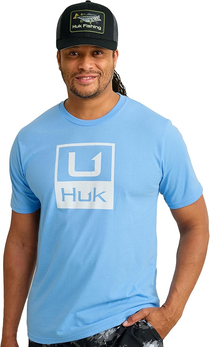 HUK Mens Performance Fishing Logo Tee, Short Sleeve T-Shirt for Men