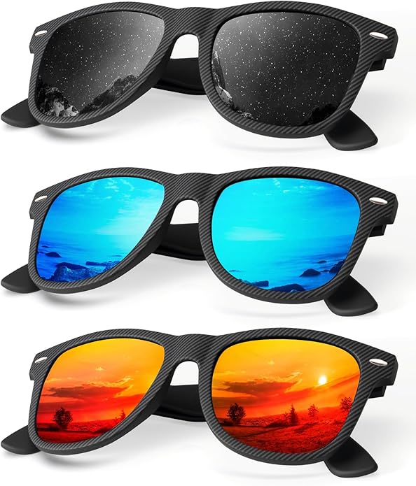 KALIYADI Polarized Sunglasses for Men and Women Matte Finish Sun glasses Color Mirror Lens UV Blocking (3 Pack)