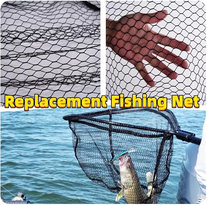 Rubber Coated Replacement Fishing Net Hook Resist for Landing Net, 24" to 36" Deep Net for Larger Catches