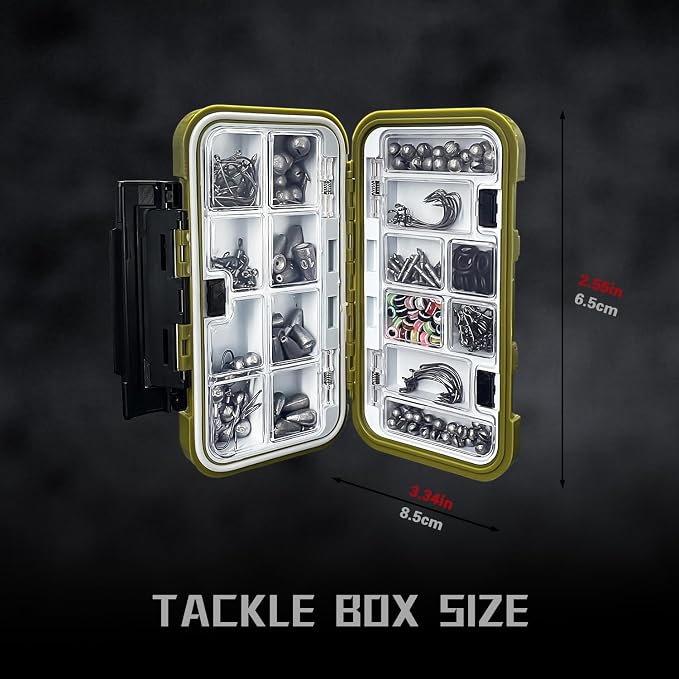 Fishing Accessories Kit, 264/423PCS Fishing Tackle Box with Hooks, Weights, Sinkers for Bass Trout, Gifts for Men,Kids