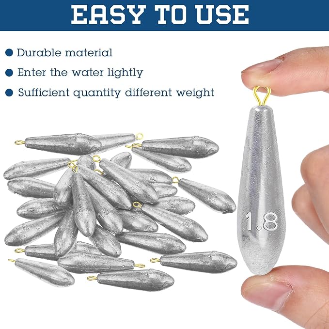 Landhoow Drop Shot Fishing Sinker Weights Kit Freshwater Catfishing Fishing Sinker Bass Casting Removable Line Saltwater Streamlined Snap Weight for Trolling Surf Tackle