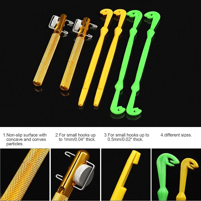 Realure 6 Pcs Fish Hook Line Quick Fishing Knot Tying Tool Kit with Disgorgers, Tie Fast Metal Fishing Line Tieing Tool, Portable Tying Knotting Tool for Fly Fishing Sea Fishing Casting Fishing