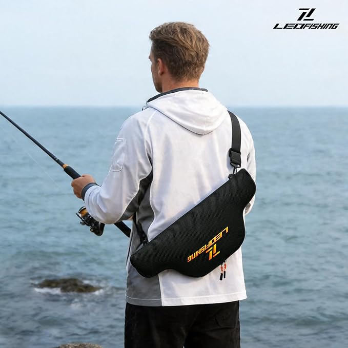 LEOFISHING Fishing Rod and Reel Combos Bag Portable Foldable Fishing Pole Case 45cm/17.7" for Short Telespoic Fishing Pole Store Up to 1-2 Fishing Rod with Reel Breathable Mesh Material