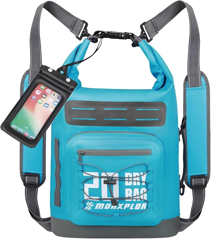 MORXPLOR Dry Bag Waterproof,5L/10L/20L/30L/40L/55L Roll Top Dry Bag Backpack with WaterProof Phone Case for Swim,Kayak