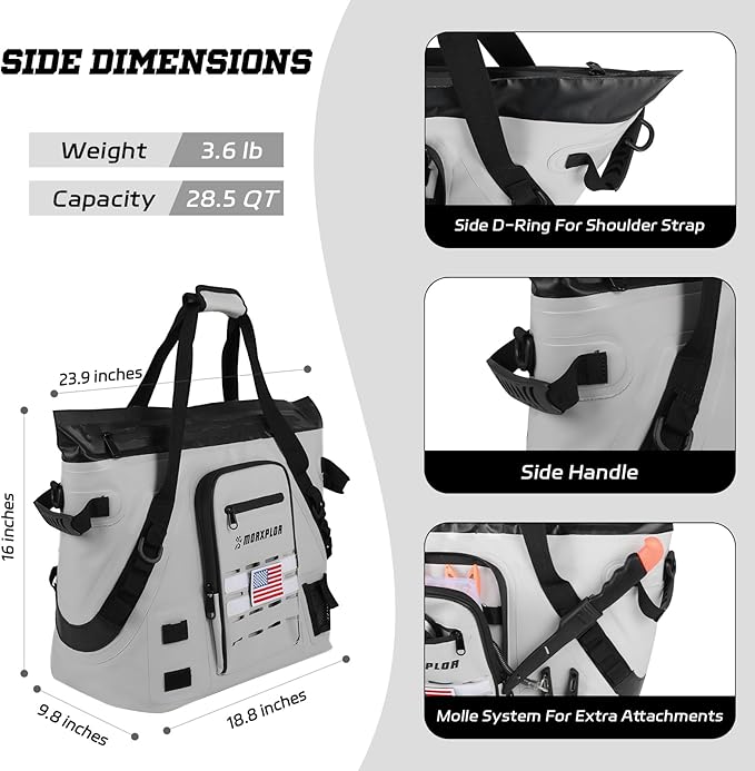 MORXPLOR Insulated Fish Cooler Kill Bag with Flat Bottom-26x18 31x14 40x16 50x18 60x20 70x25 Inches Waterproof Fishing tackle Kill Cooler Bag