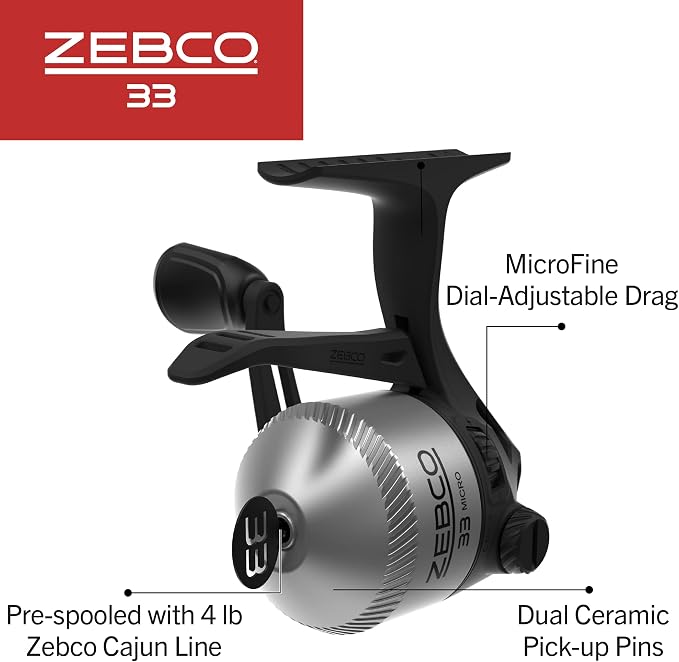 Zebco 33 Spincast Fishing Reel, Right or Left-Hand Retrieve, Pre-Spooled with Zebco Cajun Line
