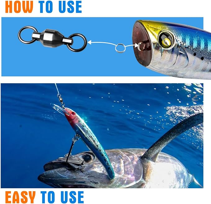 20PCS High Strength Fishing Swivels，Ball Bearing Swivels Fishing Tackles， Stainless Steel Fishing Swivel Connectors for Freshwater Saltwater Fishing