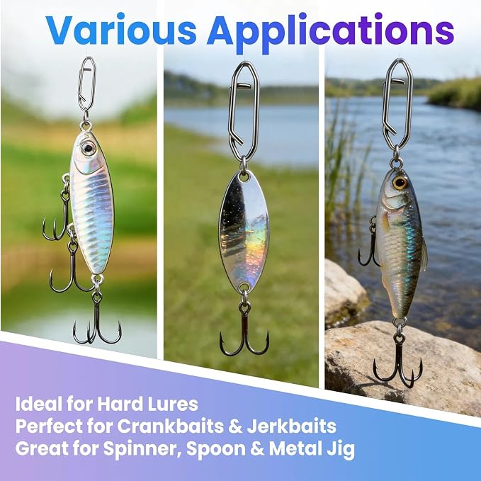 Power Fishing Clip - Fishing Speed Clips 50Pcs Stainless Steel Quick Change Connector,Link Split Rings Snaps for Lures Saltwater Size S# M# L#