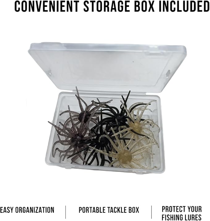 Creature Bait for Bass Fishing – Soft Plastic Fishing Lures, Fuzzy Dice & Sea Urchin Style Finesse Bait for Freshwater, Trout & Crappie with Tackle Box