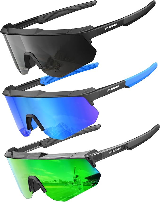 Polarized Sports Sunglasses for Men Women, UV400 Protection Mens Sunglasses Wrap Around Sun Glasses for Cycling Running