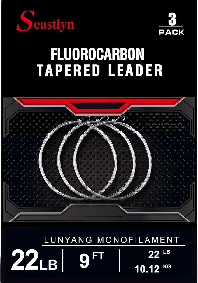 3 Packs Pre-Tied Loop Fly Fishing Tapered Leader Fluorocarbon 7.5FT 9FT 12FT 0X 1X 2X 3X 4X 5X 6X 7X 8LB-26LB