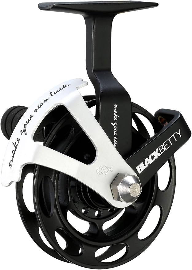 13 FISHING - Black Betty - Inline Ice Fishing Reel - 1:1 Gear Ratio - Left Hand Retrieve + Right Hand Retrieve Interchangeable - BB2015