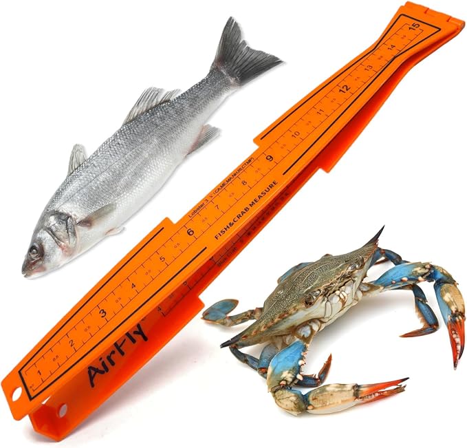 AirFly Fish Measuring Board 32 Inch Foldable Bump Board - Built-in Crab Lobster Gauge - Slot-Limit Ruler for Redfish Snook Trout Flounder - Kayak Boat Shore - High-Contrast ABS - Designed in USA