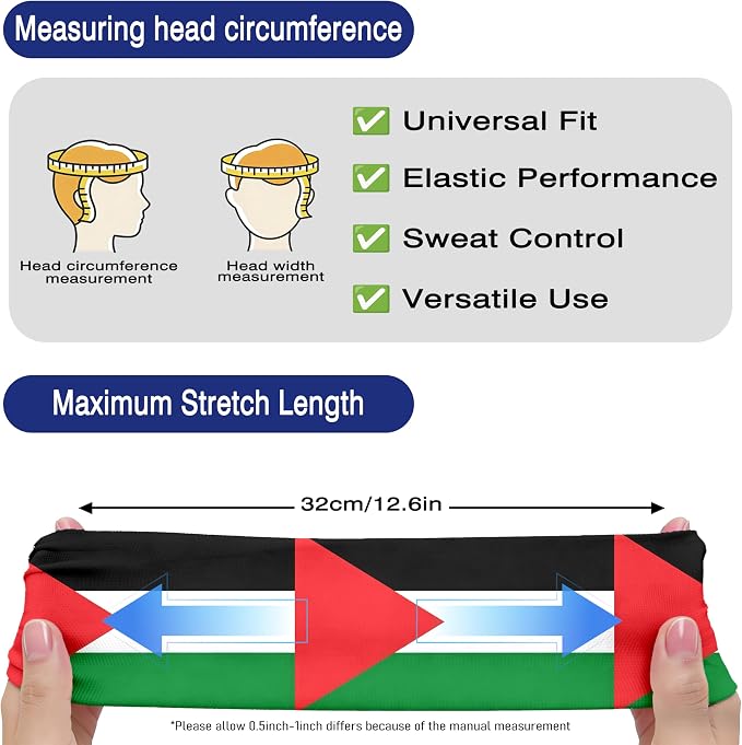 Flag Headbands for Men Women, Moisture Wicking Sweatband Breathable Sports Headwrap, Non-Slip Stretchy Fitness Hair Band