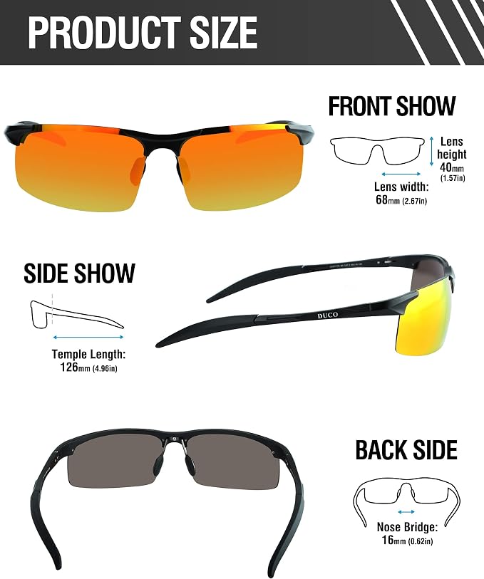 DUCO Mens Sports Polarized Sunglasses UV Protection Sunglasses for Men 8177s