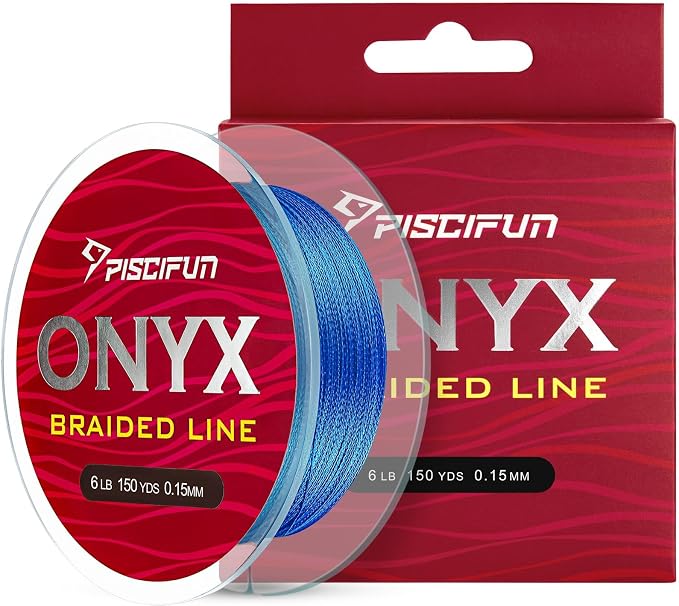 Piscifun Onyx Braided Fishing Line, Superline Abrasion Resistant Braided Lines, Zero Stretch Super Strong, Low Memory, Fast Water Cutting PE Fishing Lines, 6lb-150lb