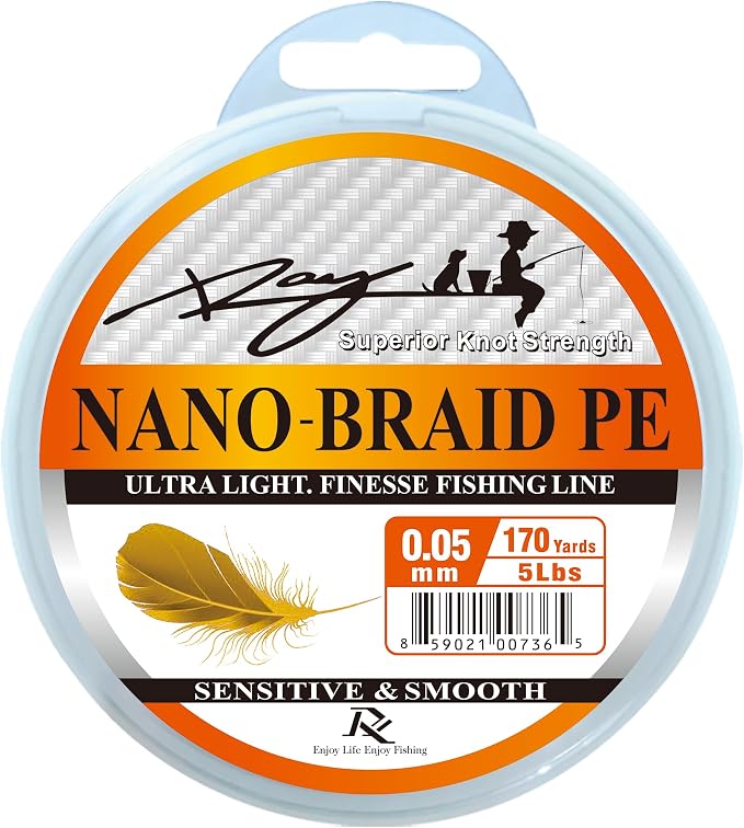 Ultra Slim Braided PE Fishing Line, Strong Knot Strength, Deign for Ultra Light Freshwater Fishing, Come with 3lb Test or 5lb Test, 170Yds Each Spool