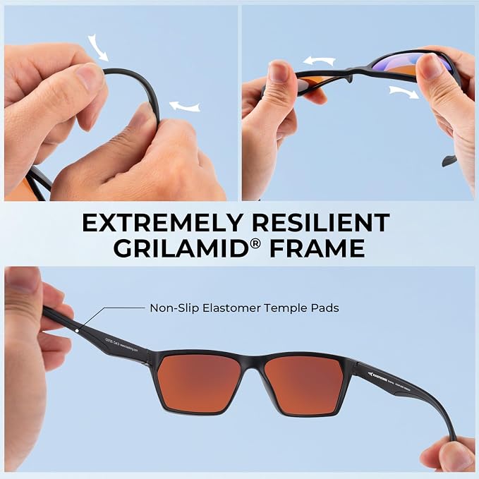 KastKing Beartrap Polarized Sports Fishing Sunglasses, With PuriVex Protective Lens Coating, Square Frame Design, Men Women