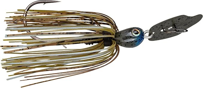 Strike King Thunder Cricket Fishing Lure, Vibrating Swim Jig, Silver Blade, 4/0 Jungle-Style Flipping Hook