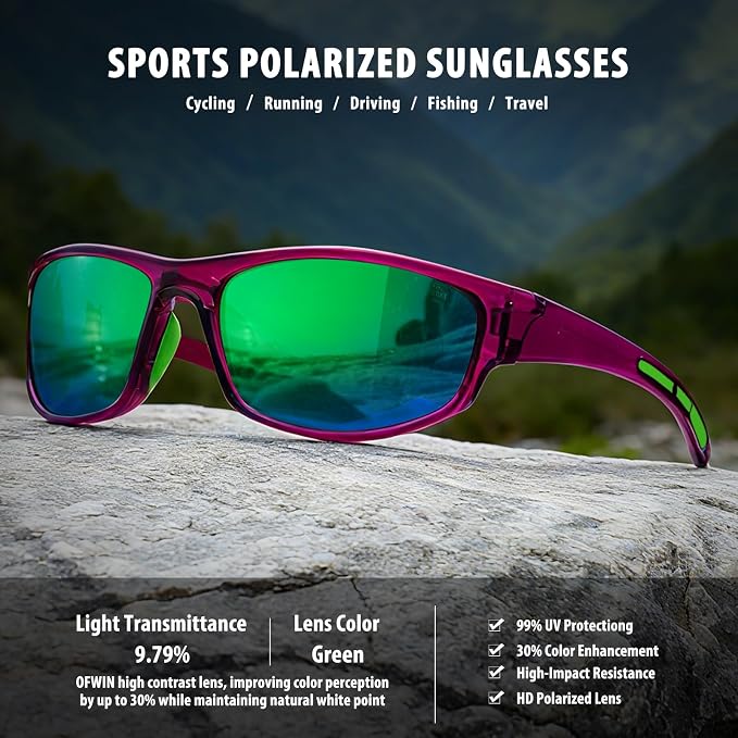 Sports Polarized Sunglasses for Men Women Wrap Around Sun Glasses Fishing Cycling Driving Running UV Protection