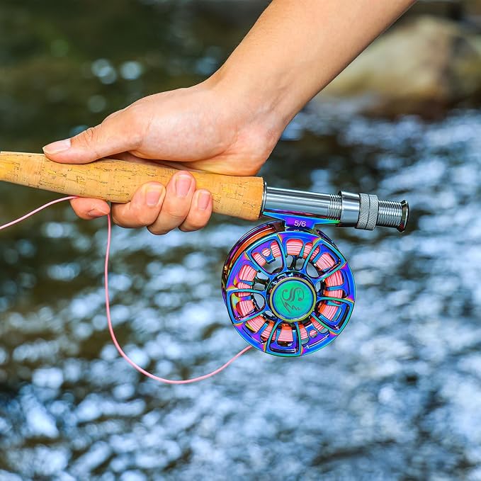 Sougayilang Fly Fishing Reel, Size 5/6,7/8 CNC-Machined Aluminum Alloy Fly Reel,Powerful Lightweight Fly Reels for Trout Fishing