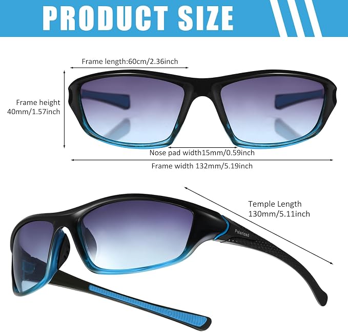 TOODOO 4 Pairs Men Polarized Sunglasses with UV Protection Driving Glasses Sports for Sport Outdoor Activities