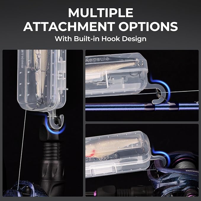 KastKing Bait Kapsule – Lure Cover with Vent Holes, Protects Hooks, Multiple Sizes (S, M, L, Jumbo,Drop Shot) - Multiple Attachments for Freshwater & Saltwater Fishing Gear. Patent Pending.