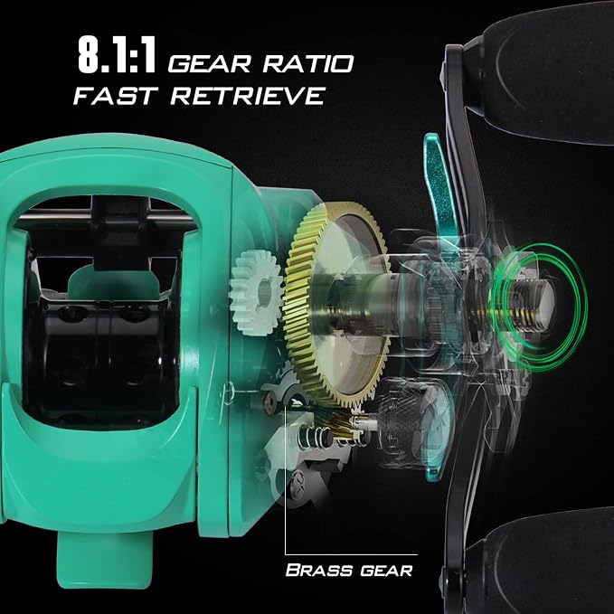 Sougayilang Baitcasting Fishing Reel with 9 + 1 Anti-Reverse Ball Bearings, 8.1:1 High-Speed Gear Ratio Casting Reel