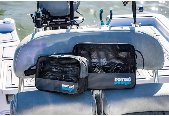 Nomad Design Splash Bag – Waterproof Wash‑Down Lure Bag with Drainage Mesh, Heavy‑Duty Zip & Mesh Window, Large