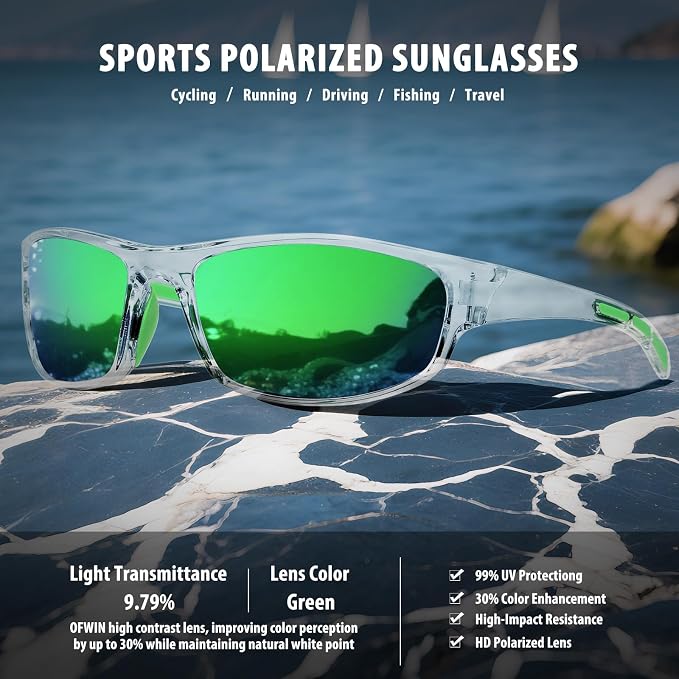 Sports Polarized Sunglasses for Men Women Wrap Around Sun Glasses Fishing Cycling Driving Running UV Protection