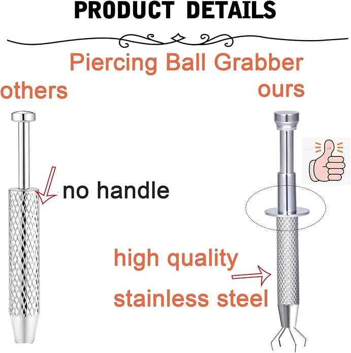 MODRSA 20g 16g 18g Piercing Taper Internal Threaded Piercing Taper Insertion Threader Tool Threadless Jewelry Changing Tool Horseshoe Nose Ring Labret Earring Studs Applicator Piercing Ball Grabber