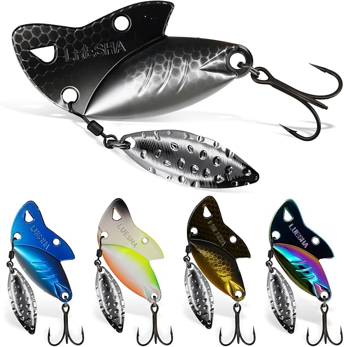 Blade Bait Bass Fishing Lures, 5pcs Hard Metal VIB Lures Swimbait Sinking Jigging Spoons Blade Baits for Trout Crappie Walleye Saltwater Freshwater Fishin AQUAVEXIS