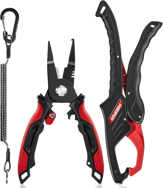 Piscifun Fishing Tool Kit, Fishing Tool Set with Fishing Pliers and Fish Lip Gripper, Corrosion Resistant Fishing Gear for Saltwater and Freshwater, Practical Fishing Gift for Men