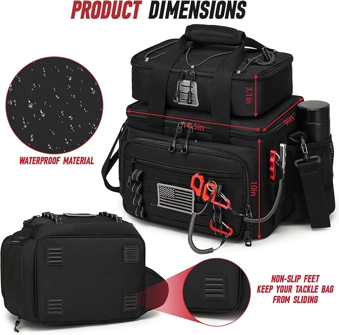 Fishing Tackle Bag, Equipped With 4 Tackle Boxes and Detachable Reel Storage Pouch, Waterproof Fishing Gear Organizer, Durable Angling Equipment, Featuring an Adjustable Shoulder Strap