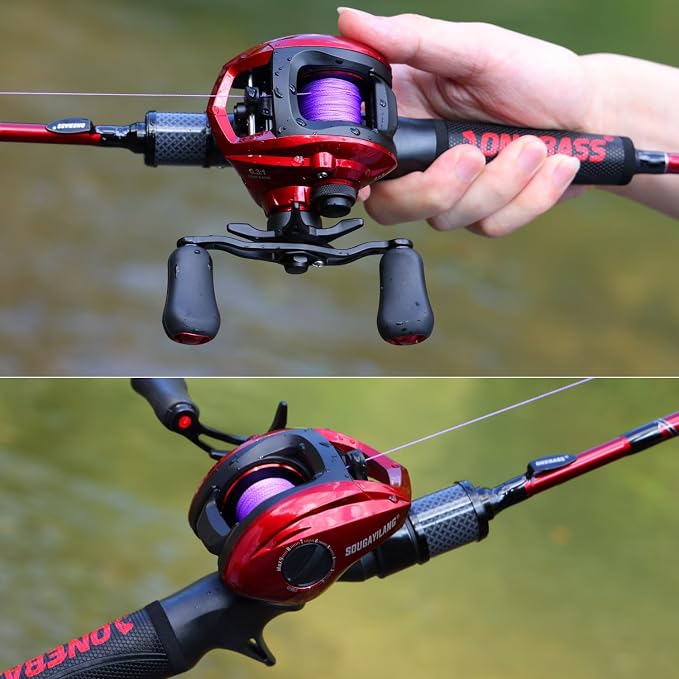 Sougayilang Baitcasting Fishing Reel, 8:1 High Speed Gear Ratio Super Smooth and Powerful Low Profile Baitcaster Reel with Maganic Brake System for Freshwater,Saltwater