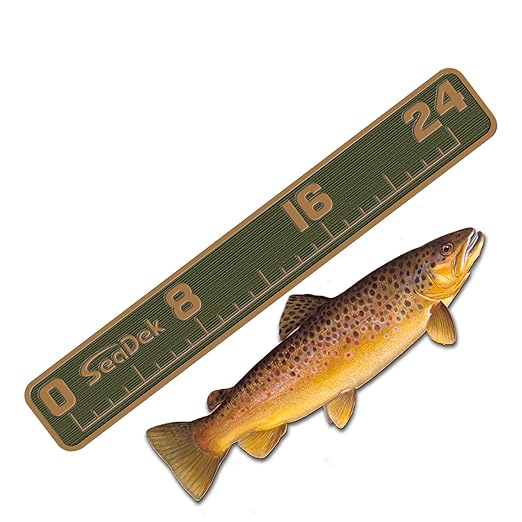 USATuff SeaDek EVA Foam Fish Measuring Ruler for Boat, Fishing, Kayak | Adhesive Backing Peel & Stick - 24" OliveGreen-Mocha
