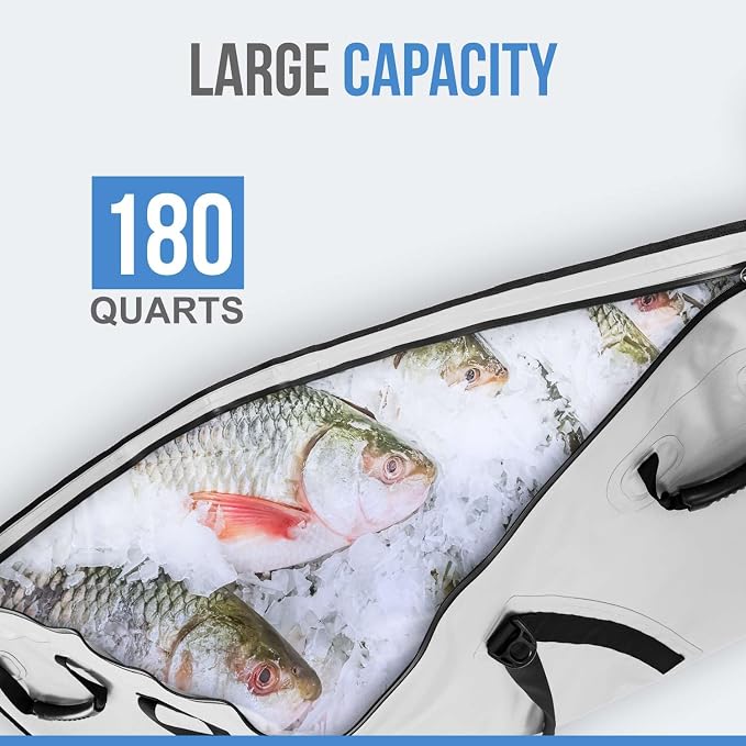 Flat PVC Tarpaulin Insulated Fish Cooler Kill Bag - Waterproof Fishing Cooler Bag with Easy Grip Carry Handles - Portable Soft Cooler - 3 Sizes
