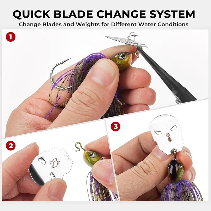MadBite by KastKing Bladed Jig Fishing Lures, Multi-Color Kits, Irresistible Vibrating Action, Sticky-Sharp Heavy-Wire Needle Point Hooks, Popular 3/8 oz and 1/2 oz Sizes, Includes Storage Box