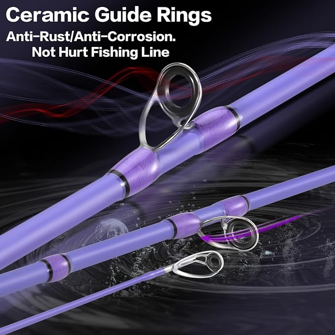 Sougayilang Baitcaster Combo –IM6 Graphite M/MH 2-Piece Rod, Stainless Steel Guides with Ceramic Rings,6.3:1 Gear Ratio High Speed Reel for Bass,Walleye, Catfish, Panfish Fishin