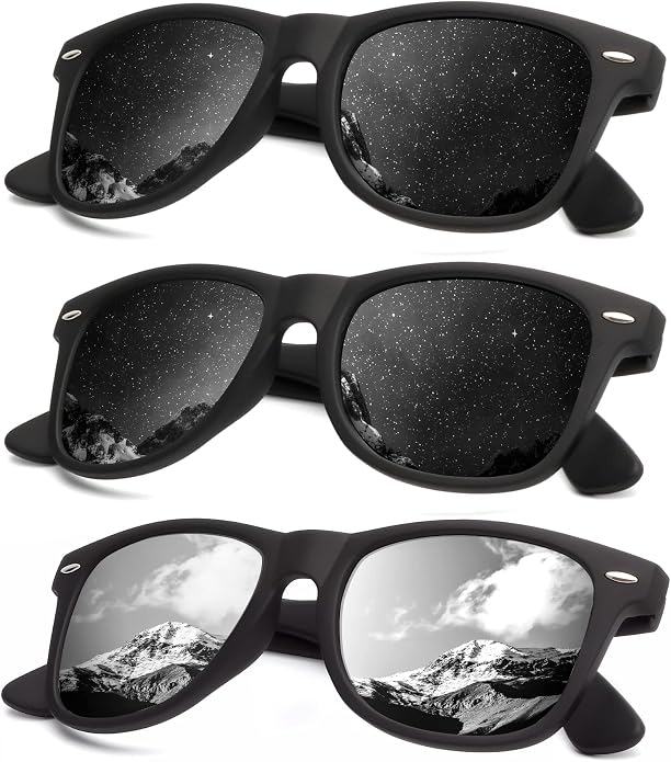 KALIYADI Polarized Sunglasses for Men and Women Matte Finish Sun glasses Color Mirror Lens UV Blocking (3 Pack)
