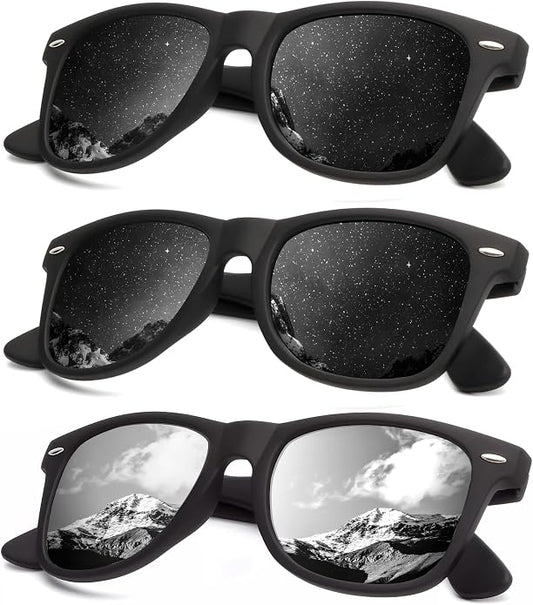 KALIYADI Polarized Sunglasses for Men and Women Matte Finish Sun glasses Color Mirror Lens UV Blocking (3 Pack)