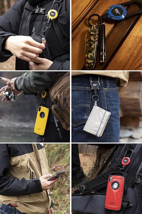 ROOT CO. GRAVITY MAGREEL, Retractable Badge/iPhone Case/Key Holder with Carabiner Clip | 33.4" / 85cm Reel Reel