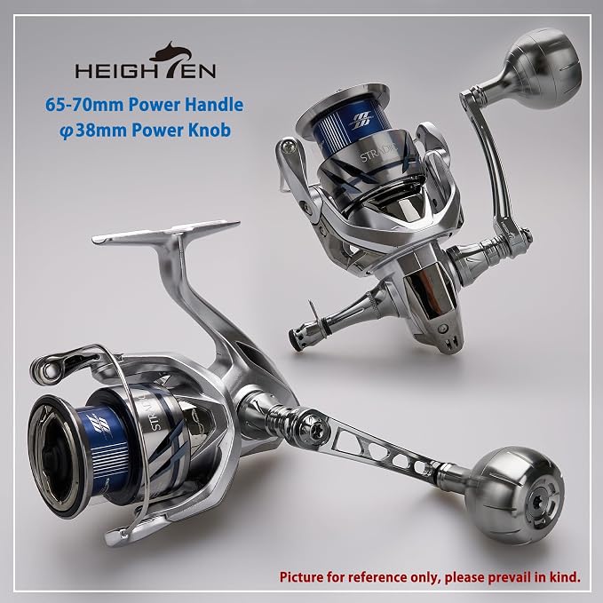 HEIGHTEN 65-70mm Spinning Reel Handle with 38mm Knob for Shimano Stradic FL FM Stella Vanford Vanquish Nasci Twinpower Daiwa Fuego BG MQ Ballistic Certate Luvias Tatula