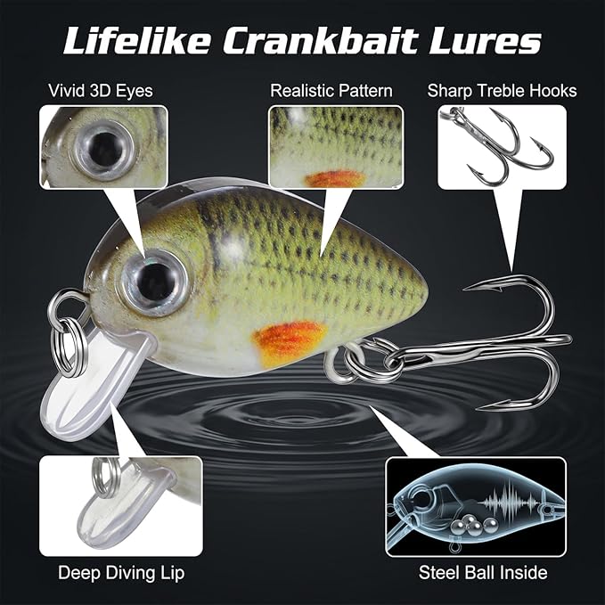 5 Pcs Mini Fishing Lures Hard Baits Hooks Micro Fishing Lures Crankbaits Baits Topwater for Freshwater and Saltwater