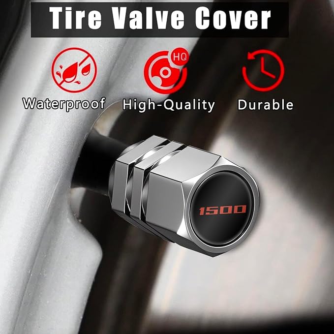Aluminum 4pcs Tire Valve Cap Cover Set Compatible with Ram 1500 Tire Valve Stem caps fiit for Ram 1500 Car Accessories Decor. (Silver-for-1500)