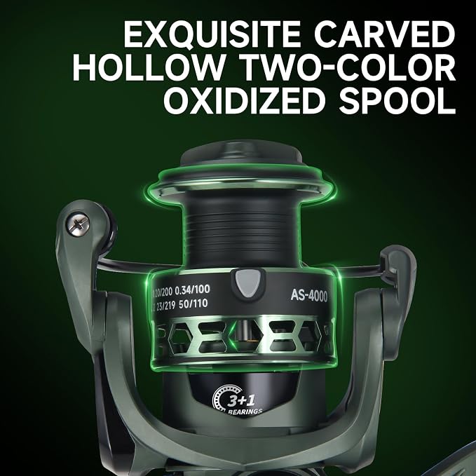 HAUT TON AS Fishing Reels Saltwater Freshwater Spinning Reel, 2000/3000/4000/5000 3+1 Stainless Steel Bearing Casting Inshore Fishing, 22Lbs Max Drag, 5.2:1 Gear Ratio, Surf Fishing Reel